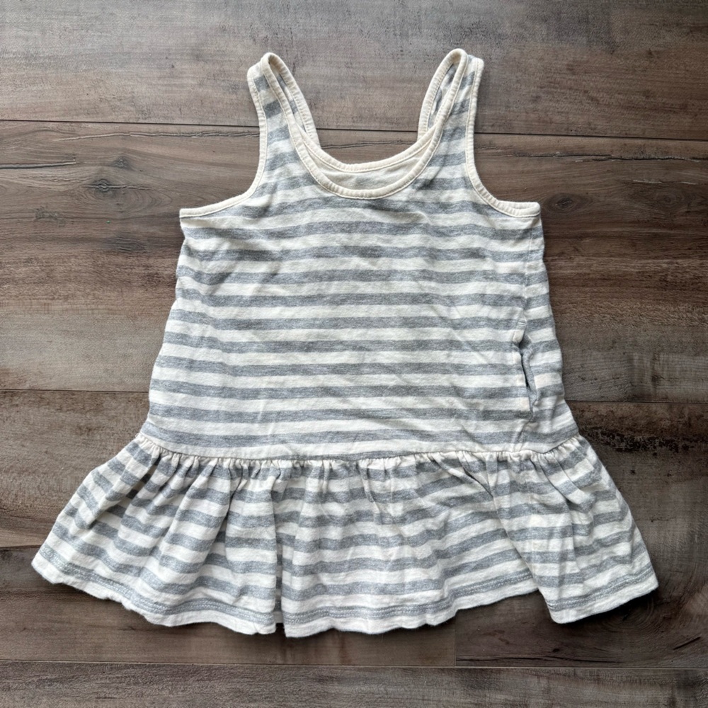 GAP Baby Gray + Cream Striped Tank Dress, 100% Cotton